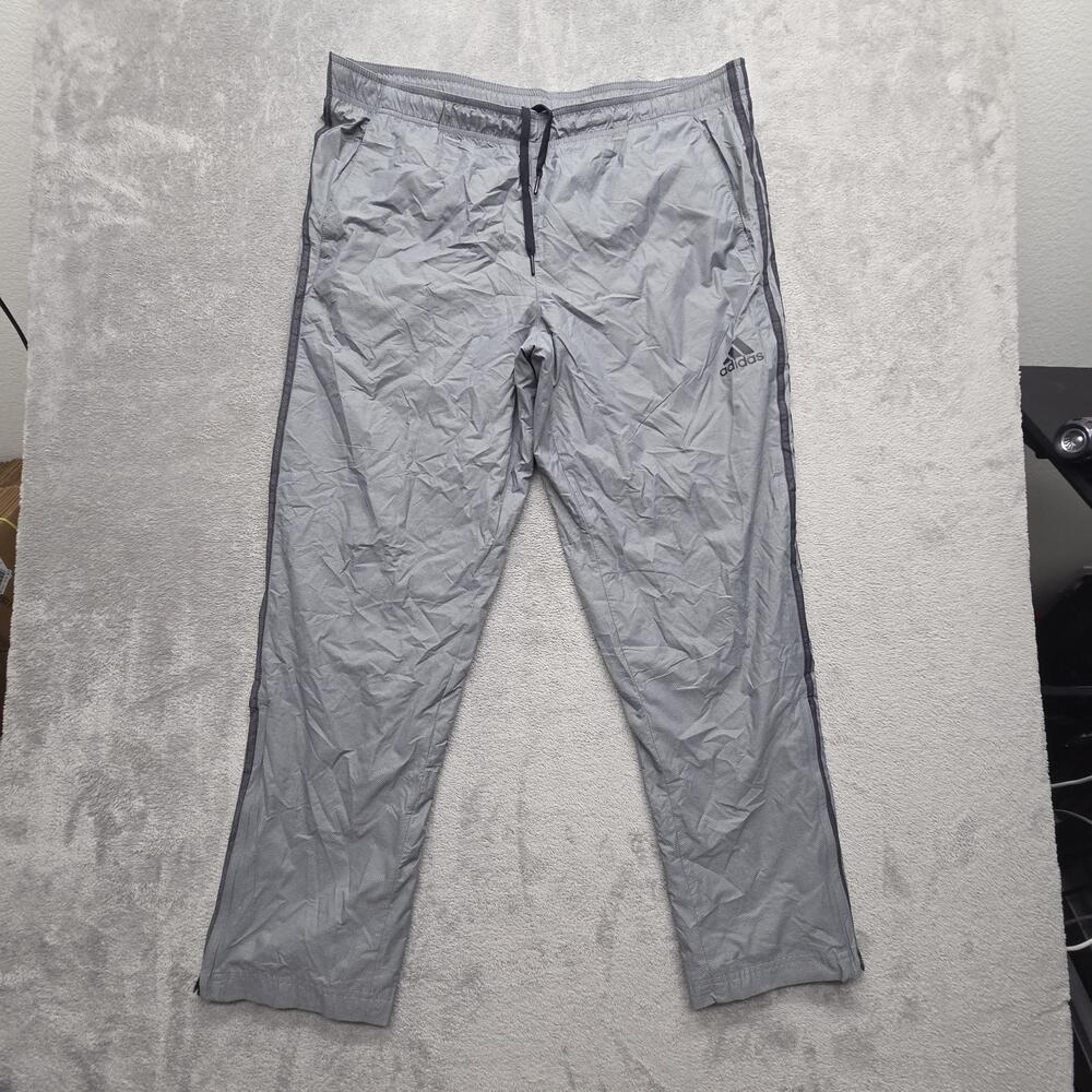 Adidas Pants Mens XL Gray Track Pants Mesh Elastic Waist Drawstring Pockets